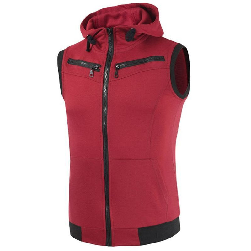 Men Camouflage Jacket Vest Casual Hooded Zip Sleeveless Tops