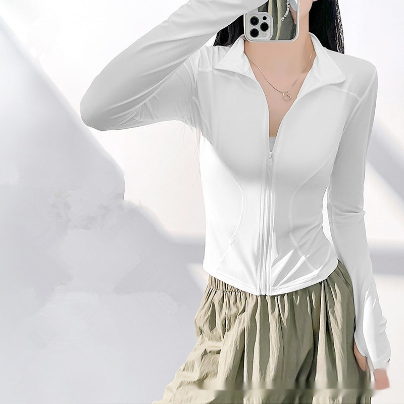 Long-sleeved Tight Jacket Workout Clothes Top Zipper Yoga Clothes