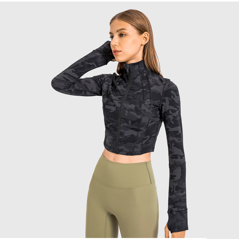 Yoga Stand-up Collar Jacket Fitness Sports Slim Belly Wear Running Casual Comfortable Long-sleeved Women