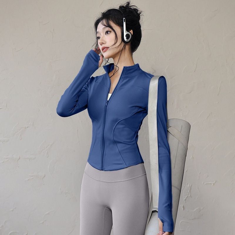 Long-sleeved Tight Jacket Workout Clothes Top Zipper Yoga Clothes