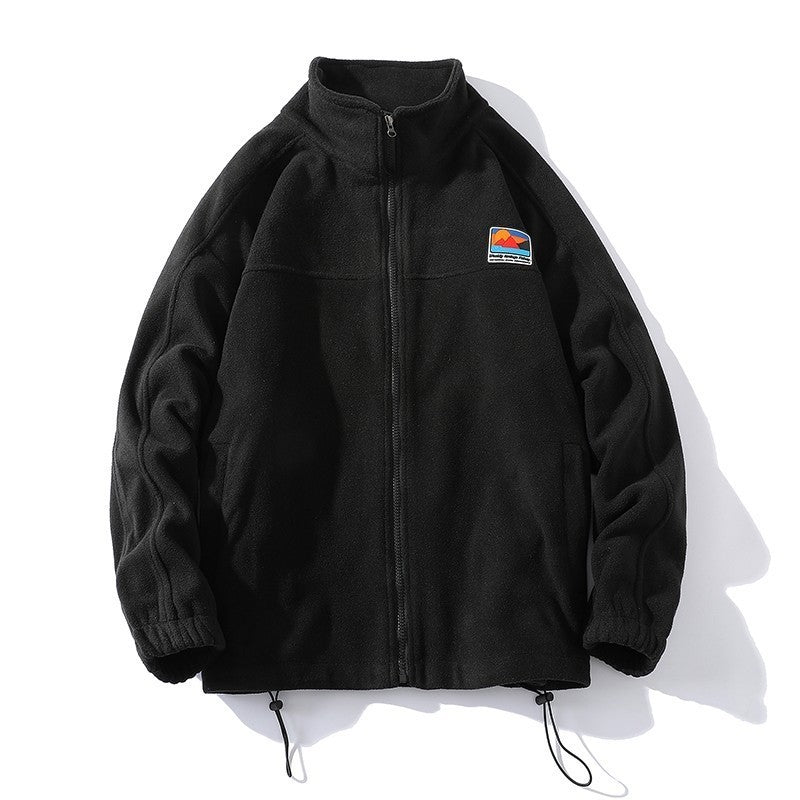 Hong Kong Style White Fleece Zip-Up Leather Jacket