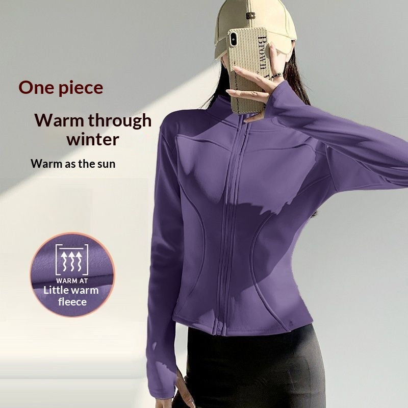 Women's Autumn Running Sports Cycling Fleece Long-sleeved Jacket