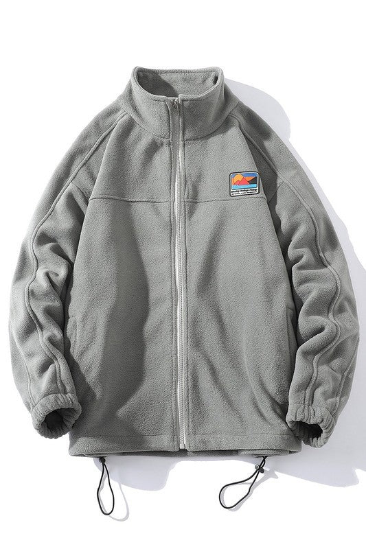 Hong Kong Style White Fleece Zip-Up Leather Jacket